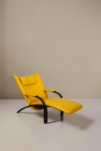 Vintage Space WK Wohnen Designer Sessel von Stefan Heiliger in Gelb mit schwarzem Metallgestell und Liegefunktion