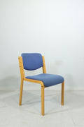 Mid Century Stuhl Postmodern Design Holz Blau Vintage Chair 90er Konferenzstuhl