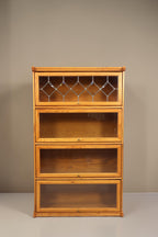 Vintage Space Vitrinenschrank im Globe-Wernicke-Stil aus Holz mit vier Klappfächern und dekorativem Bleiglas