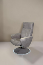 Vintage Space grauer Samt Relaxsessel mit Drehgestell und ergonomischer Rückenlehne in modernem Design