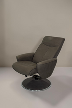 Vintage Space grauer Relaxsessel mit weichem Samtbezug und ergonomischem Drehgestell in modernem Design