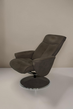 Vintage Space grauer Relaxsessel mit ergonomischer Form und rundem Drehgestell in modernem Design