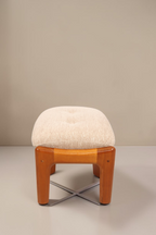 Vintage Space Gustav Thams Hocker aus Teakholz mit beigem Polster im dänischen Mid-Century-Design