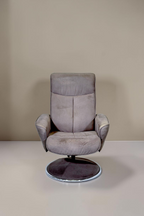 Vintage Space grauer Samt Relaxsessel mit Drehgestell in moderner ergonomischer Form