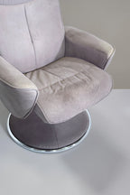 Vintage Space grauer Samt Relaxsessel mit modernem Drehgestell und ergonomischer Polsterung