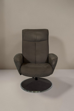 Vintage Space grauer Relaxsessel mit ergonomischer Rückenlehne und rundem Drehgestell in moderner Optik