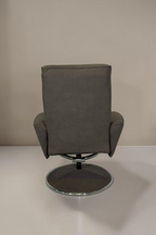 Vintage Space Relaxsessel in Grau mit ergonomischer Rückenlehne und stabilem Drehgestell in Rückansicht