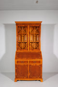 Englischer Sekretär Eibe Massivholz Vitrine Vintage Antik Stil