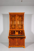 Englischer Sekretär Eibe Massivholz Vitrine Vintage Antik Stil