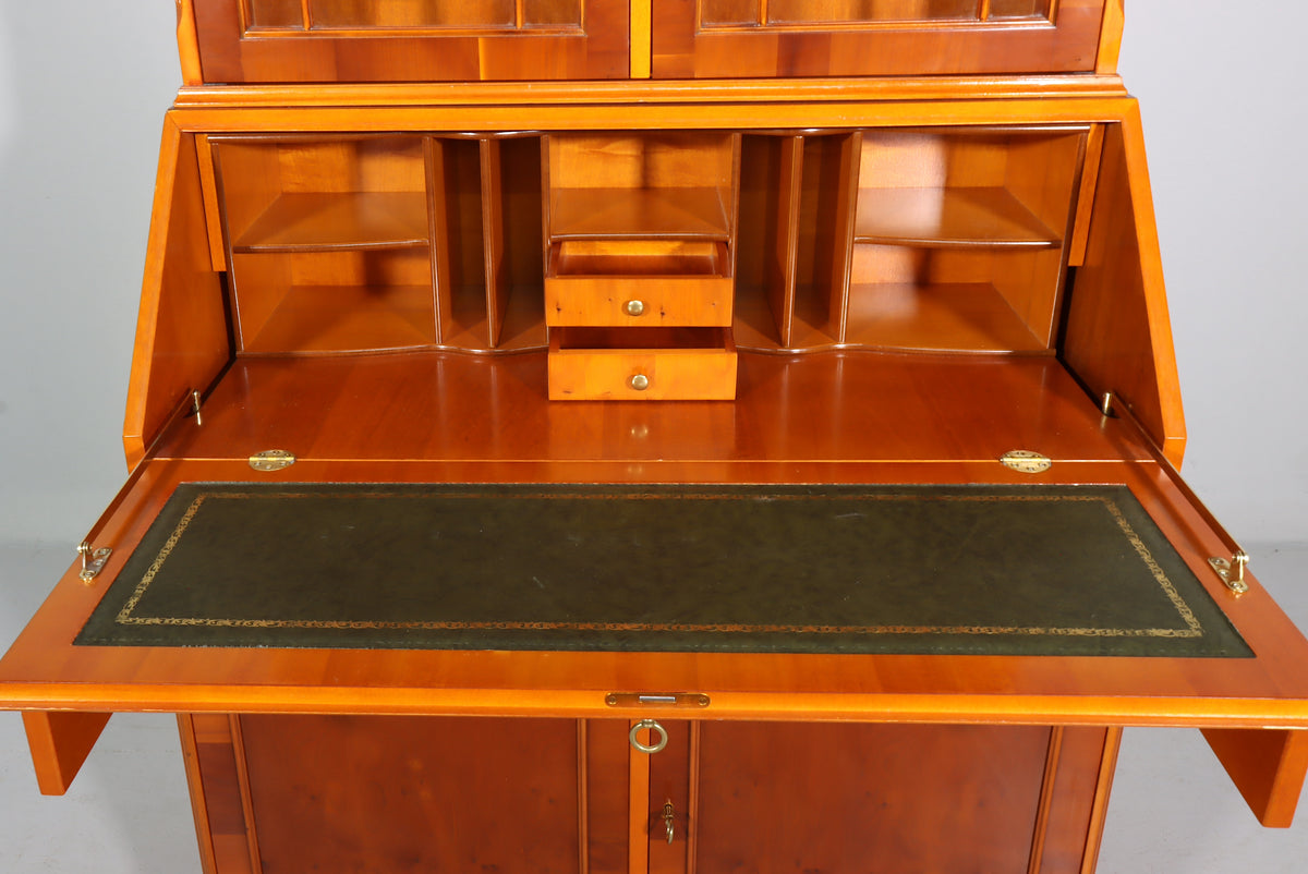 Englischer Sekretär Eibe Massivholz Vitrine Vintage Antik Stil