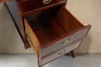 Vintage Space antiker englischer Partner Desk aus Mahagoni mit offener Schublade und Messinggriffen