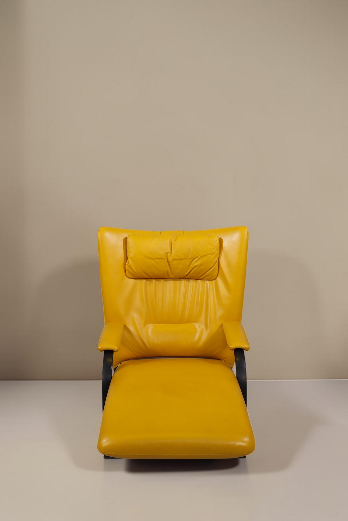 Vintage Space WK Wohnen Ledersessel von Stefan Heiliger in Gelb mit ergonomischem Design aus den 80er Jahren