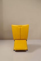 Vintage Space WK Wohnen Designer Sessel von Stefan Heiliger in Gelb aus den 80er Jahren mit ergonomischem Lederdesign