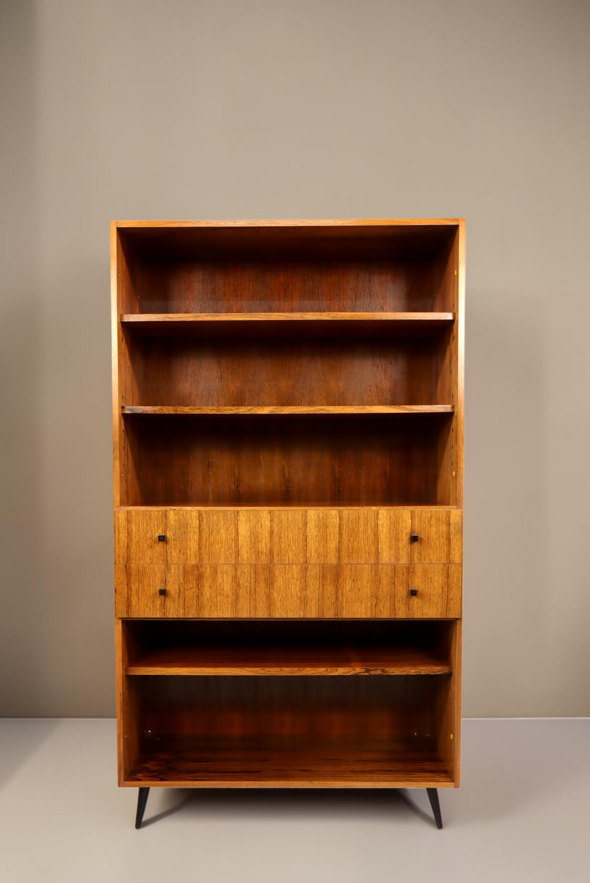 Vintage Space Mid Century Highboard aus Palisander mit Regalfächern und Schubladen im Retro-Design