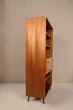 Vintage Space Mid Century Highboard aus Palisander mit Regalfächern und Schubladen in Seitenansicht