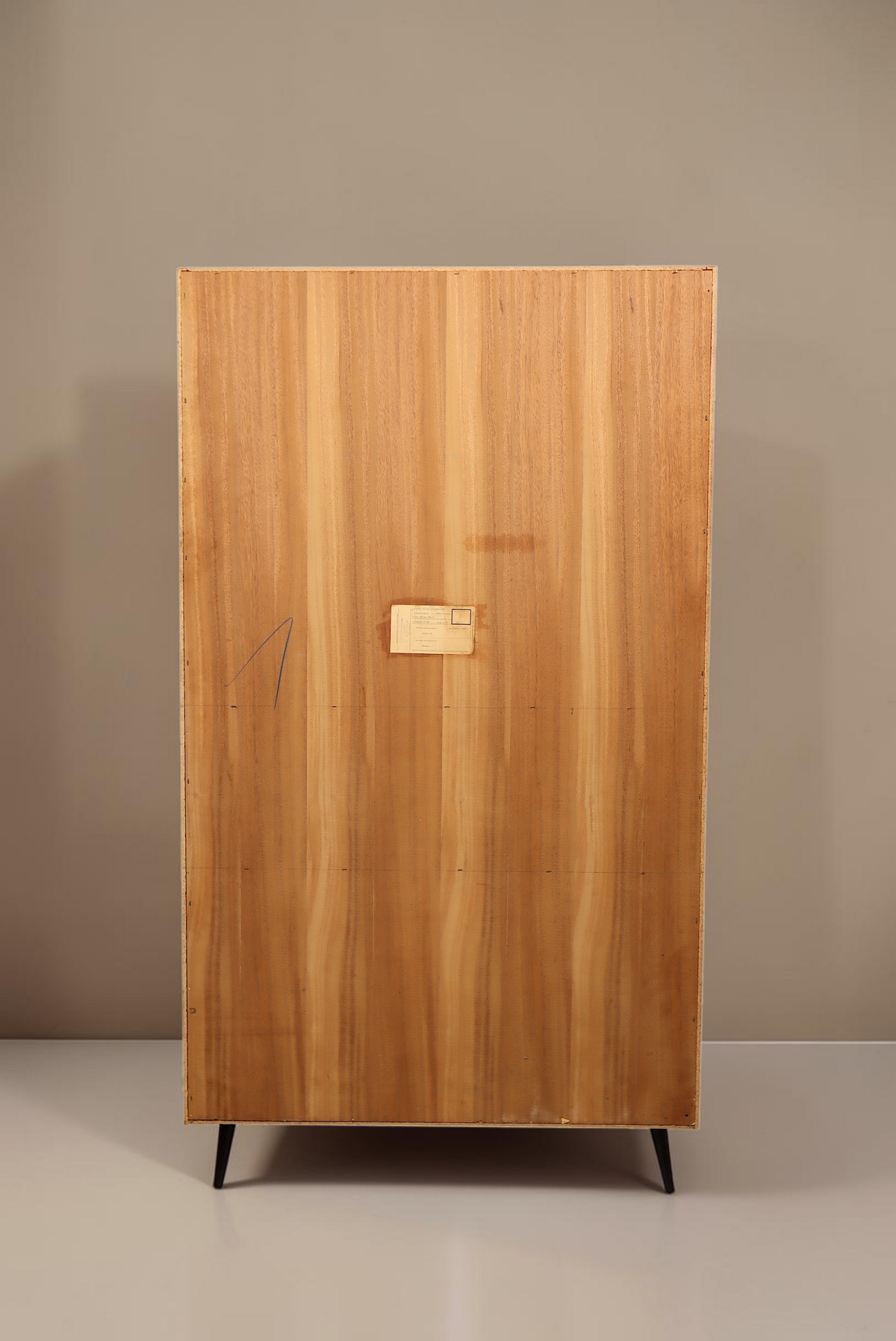 Vintage Space Mid Century Highboard aus Palisander mit lebendiger Maserung und schwarzen Beinen, Rückansicht