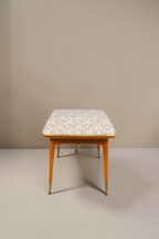 Vintage Space Mid Century Esstisch mit Mosaik-Tischplatte, Kurbelmechanismus und konischen Beinen mit Messingfüßen