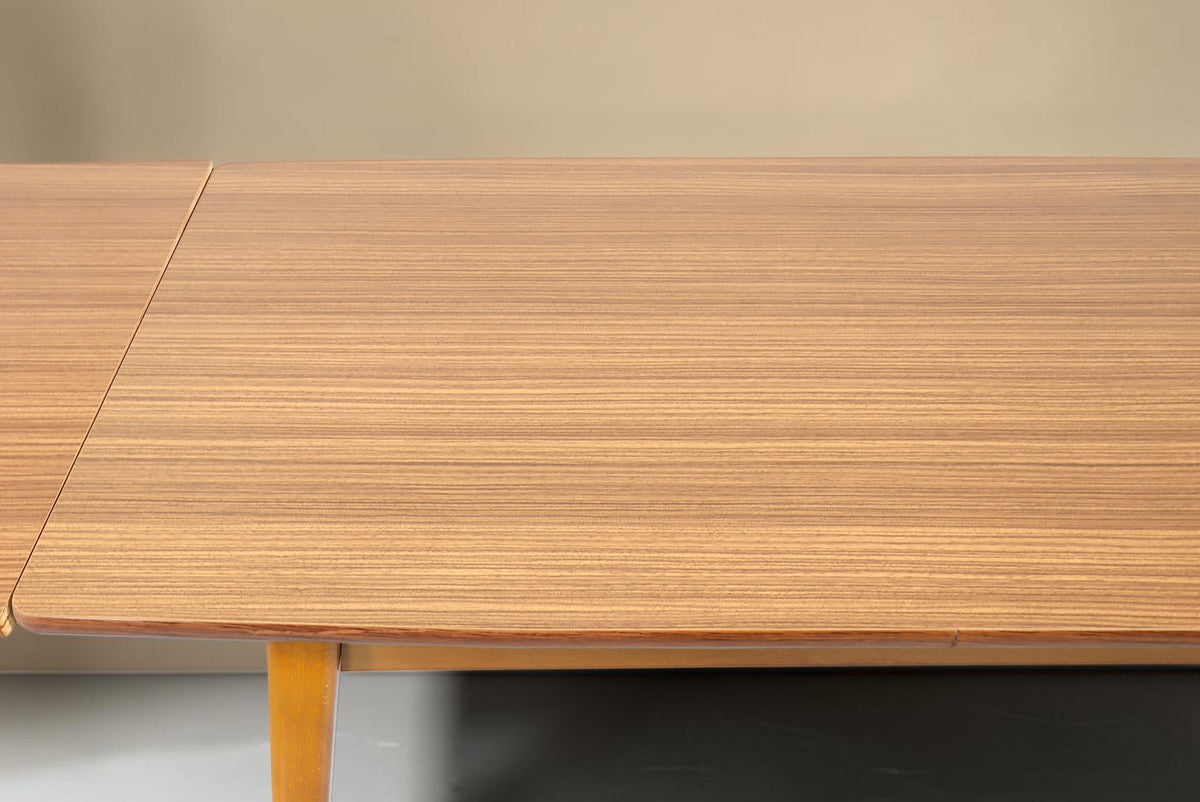 Vintage Space Mid Century Esstisch aus Holz mit sichtbarer Maserung und ausziehbarer Tischplatte im 60er Jahre Design