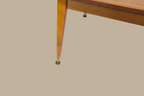 Vintage Space Mid Century Esstisch mit konischem Holzbein und Messingfuß im 60er Jahre Retro Design