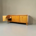 Vintage Space Mid Century Sideboard aus hellem Holz mit Schubladen und Türen im 60er Jahre Retro-Design