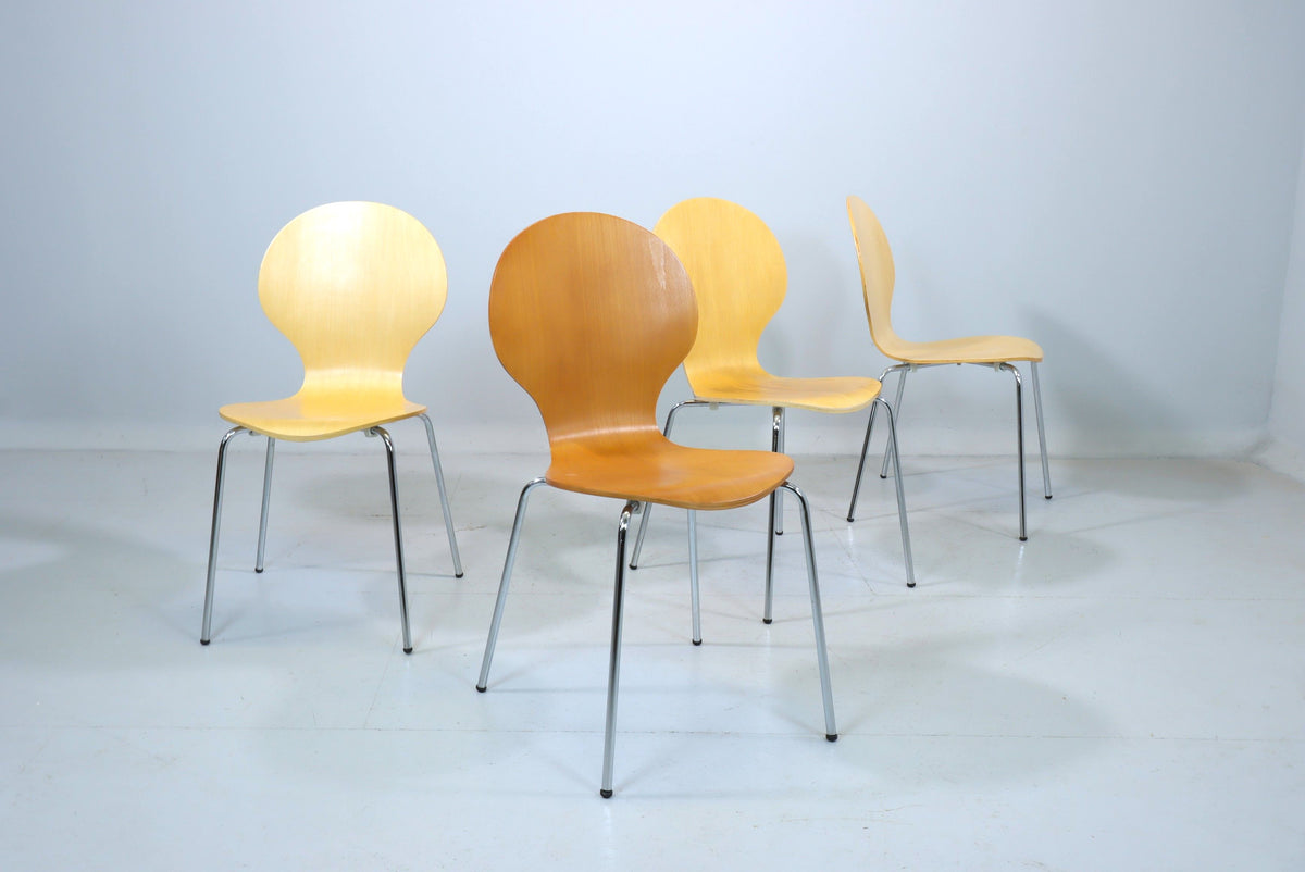 Stuhl Holz Metall Stapelstuhl Design Esszimmerstuhl Vintage Retro Chair