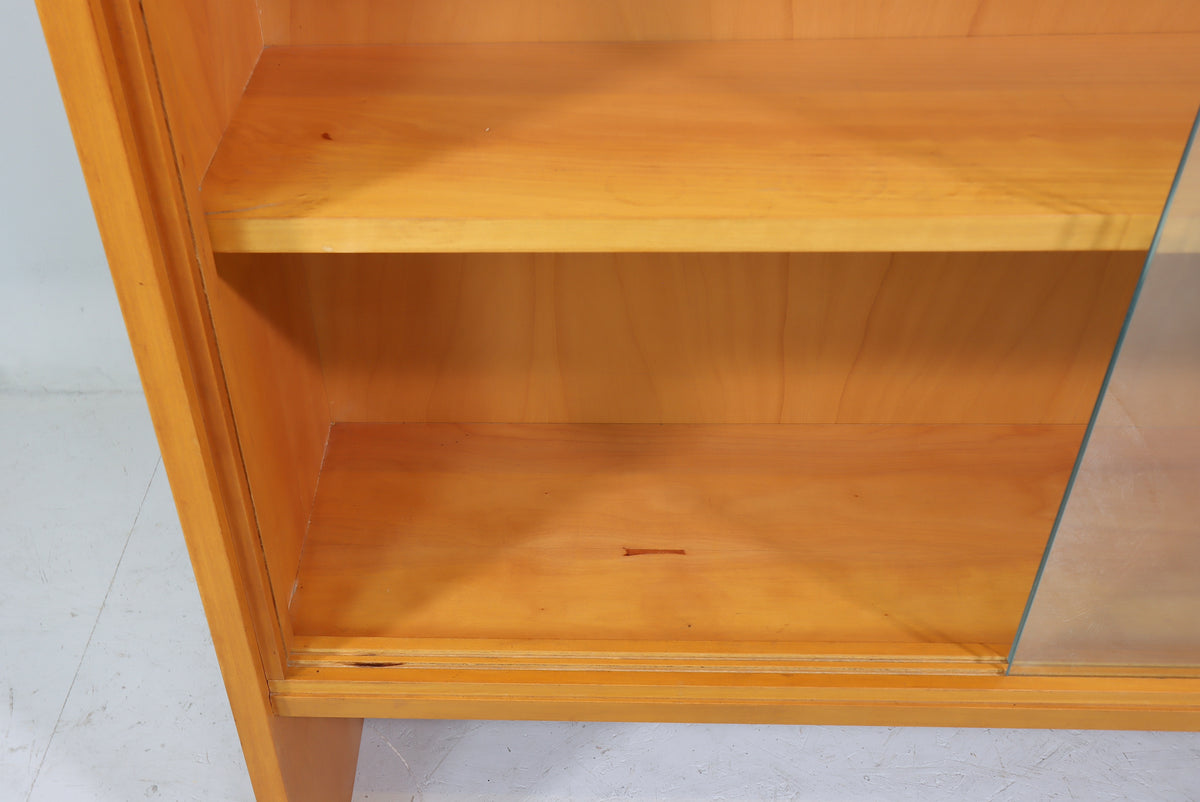 Mid Century Bücherregal VEB Südthür. Möbelwerke Themar Glas DDR Regal Schiebetüren