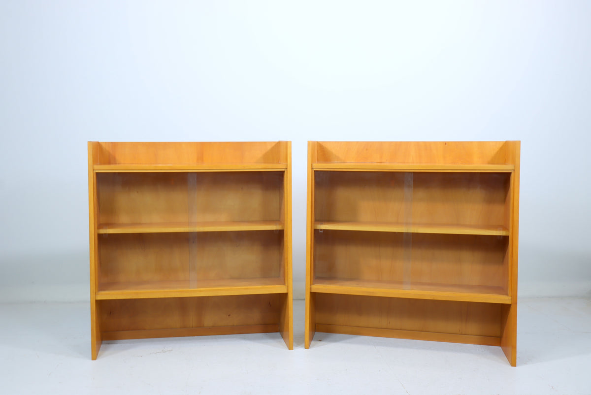 Mid Century Bücherregal VEB Südthür. Möbelwerke Themar Glas DDR Regal Schiebetüren