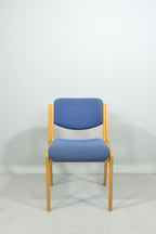 Mid Century Stuhl Postmodern Design Holz Blau Vintage Chair 90er Konferenzstuhl