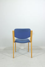 Mid Century Stuhl Postmodern Design Holz Blau Vintage Chair 90er Konferenzstuhl