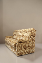 Vintage Space Chippendale 3-Sitzer Schlafsofa mit ornamentalem Stoffbezug in Beige und Braun im Barock Stil
