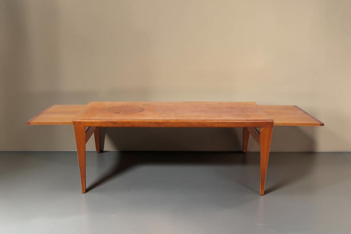 Vintage Space Kai Kristiansen Couchtisch aus Teakholz im Mid Century Design mit ausziehbaren Tischplatten