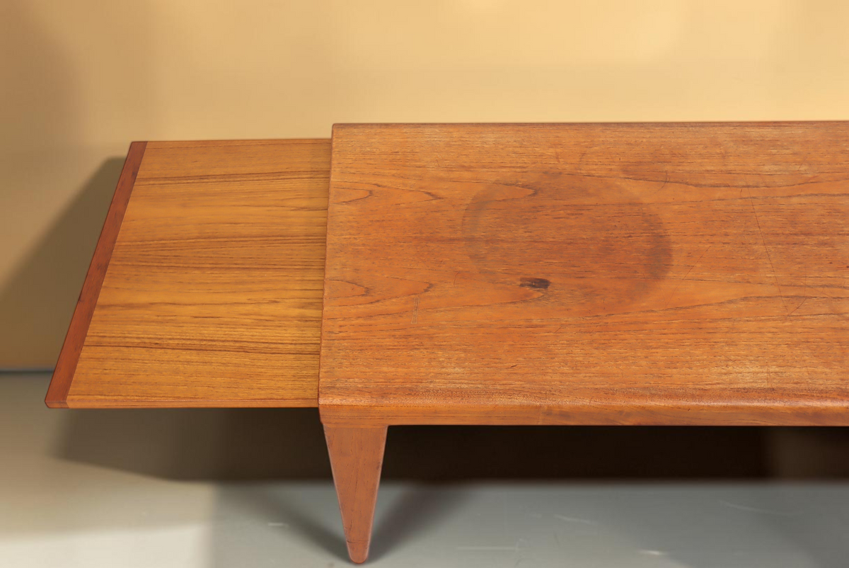 Vintage Space Kai Kristiansen Couchtisch aus Teakholz im Mid Century Design mit ausziehbarer Tischplatte