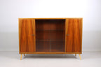 Mid Century Vitrine Vintage Highboard Glasvitrine Holz Schrank