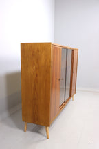 Mid Century Vitrine Vintage Highboard Glasvitrine Holz Schrank