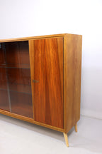 Mid Century Vitrine Vintage Highboard Glasvitrine Holz Schrank