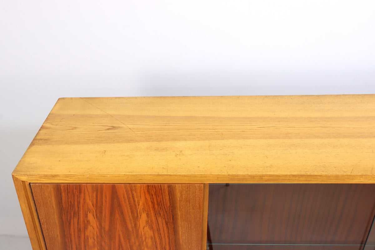 Mid Century Vitrine Vintage Highboard Glasvitrine Holz Schrank