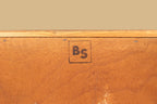 Vintage Space Danish Design Highboard mit BS Stempel auf der Rückwand des Teakholz Schranks