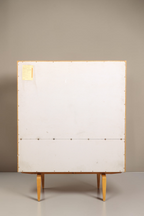 Vintage Space Hellerau Vitrine Modell 427 Rückansicht mit originalem Herstelleretikett aus dem Jahr 1968