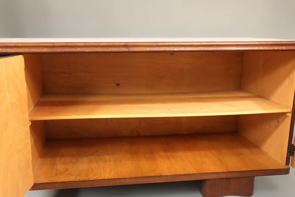 Vintage Space Mid Century Sideboard aus Holz mit offenem Innenraum und Einlegeboden