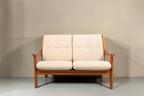 Vintage Space Gustav Thams 2er Sofa aus Teakholz mit beigem Bezug im dänischen Mid-Century-Design