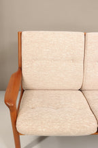 Vintage Space Gustav Thams 2er Sofa aus Teakholz mit beigem Stoffbezug im dänischen Mid-Century Design