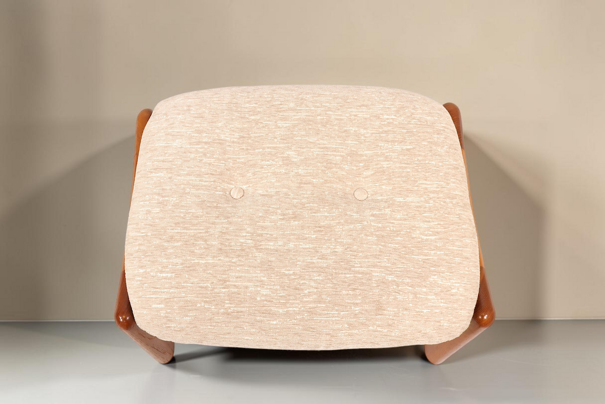 Vintage Space Gustav Thams Hocker aus Teakholz mit beigem Polster im Mid Century Danish Design