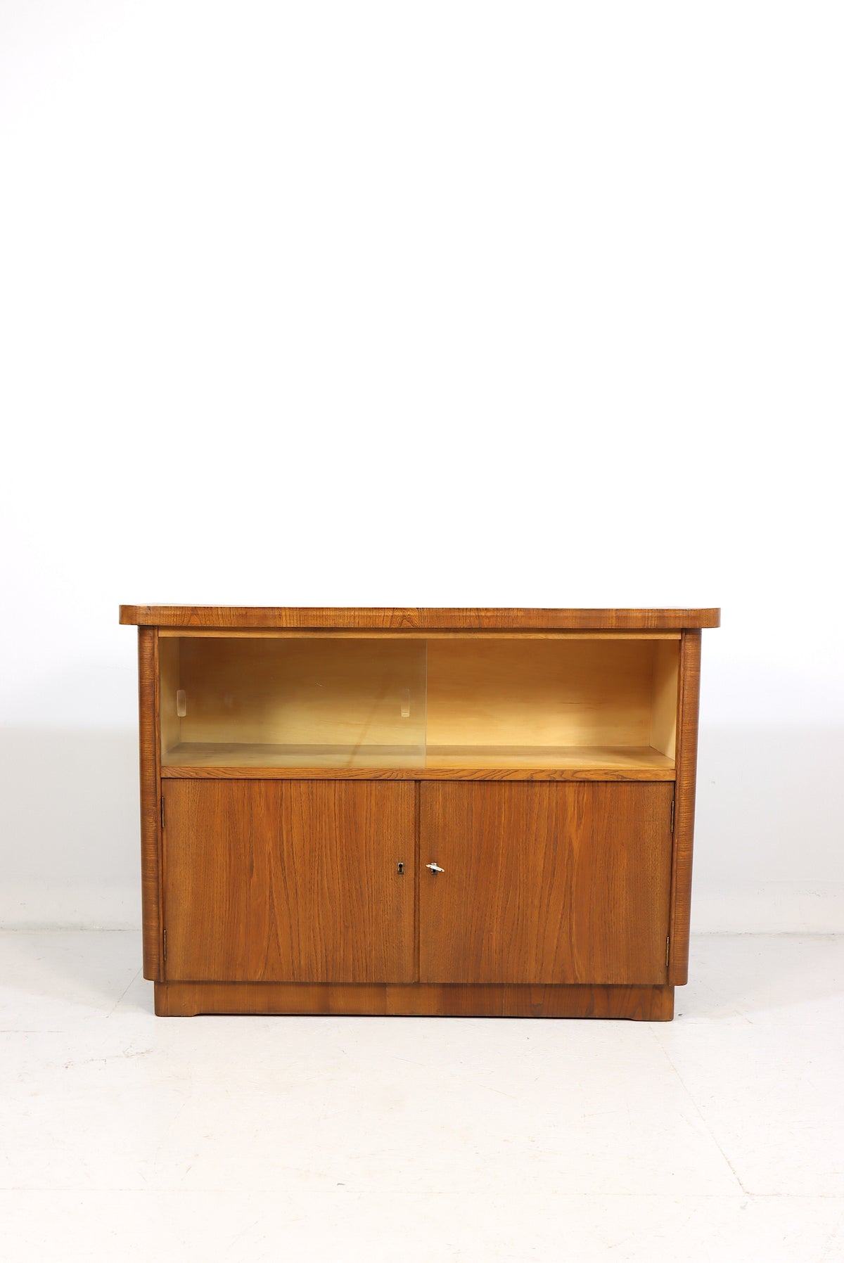 Mid Century Kommode Vitrine Vintage Sideboard Glasvitrine Holzschrank Glass Cabinet Storage