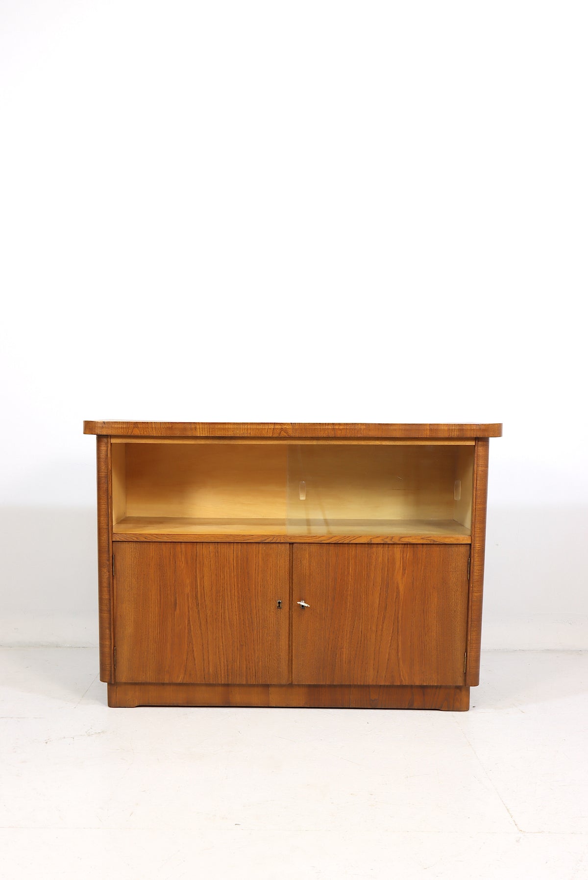 Mid Century Kommode Vitrine Vintage Sideboard Glasvitrine Holzschrank Glass Cabinet Storage