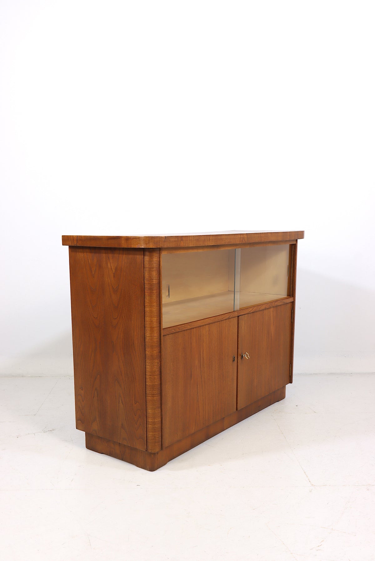 Mid Century Kommode Vitrine Vintage Sideboard Glasvitrine Holzschrank Glass Cabinet Storage