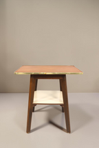Vintage Space Mid Century Beistelltisch mit Holzbeinen, Messingkante und praktischer Ablagefläche