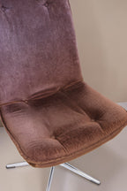 Vintage Space Mid Century Drehsessel in Braun mit weicher Polsterung und verchromtem Sternfuß im 70er Jahre Design