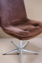 Vintage Space Mid Century Drehsessel in Braun mit weicher Polsterung und verchromtem Sternfuß im 70er Jahre Design