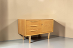 Vintage Space Strobeck Sideboard aus Eiche im 70er Jahre Mid-Century Design mit drei Schubladen und Türfach