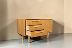 Vintage Space Strobeck Sideboard aus Eiche im 70er Jahre Design mit drei Schubladen und konischen Holzbeinen